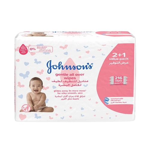 جونسون مناديل لتنظيف لطيف لكامل البشرة 216 منديل